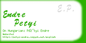 endre petyi business card